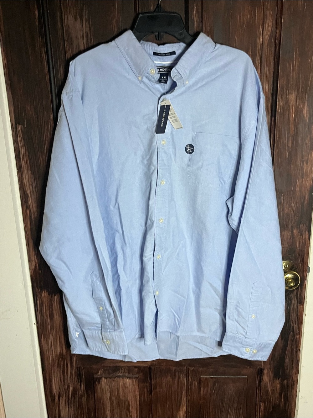 Lands' End Men's Light Blue Button-Down Oxford Shirt